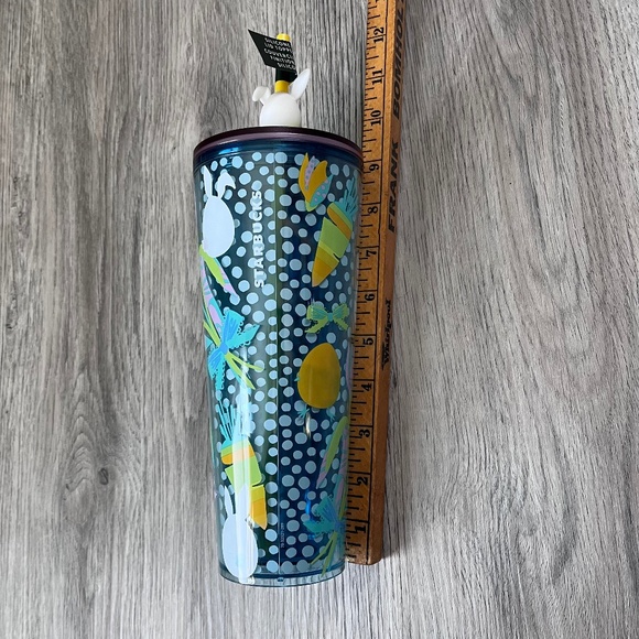 NWT Starbucks 2025 Easter Floral Carrots & Bunny Venti Tumbler with Bunny Topper - Picture 4 of 9